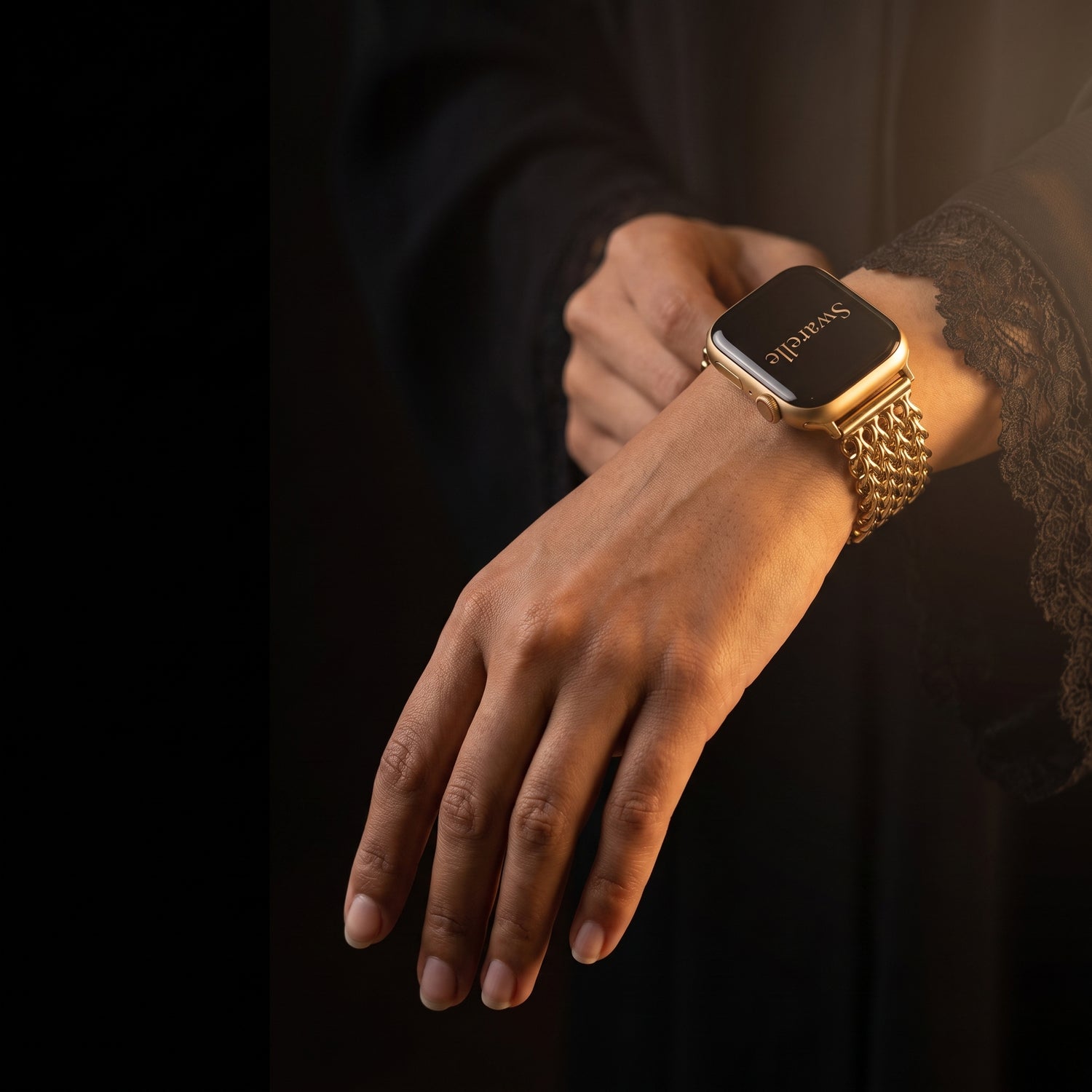 Gold-plated straps,