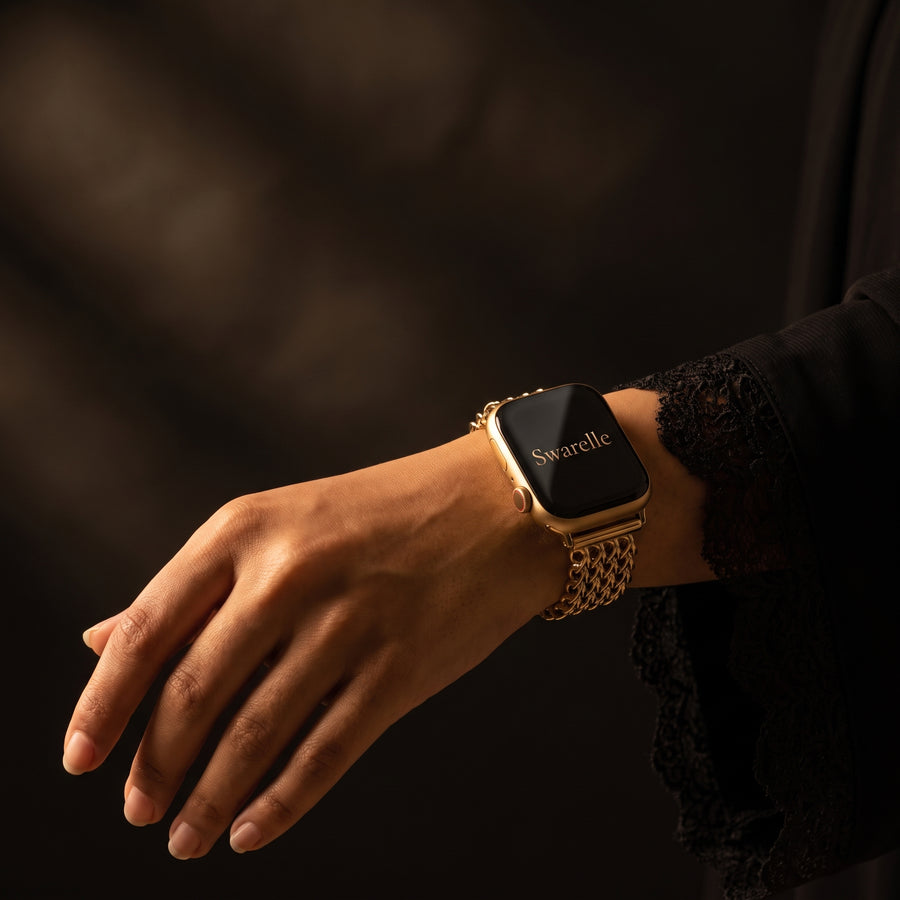 Gold-plated straps,
